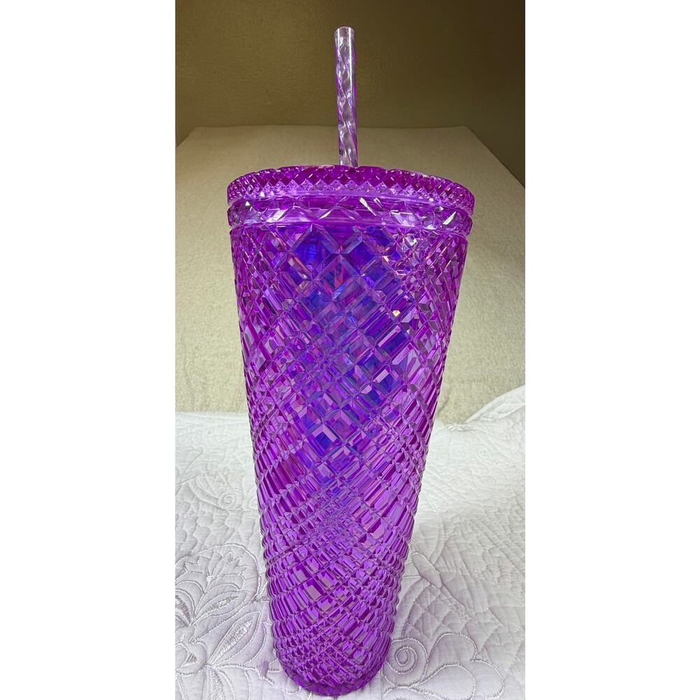 Starbucks Purple Jeweled Venti 24oz Tumbler Insulated Travel Cup Reusable Mug - Picture 8 of 8